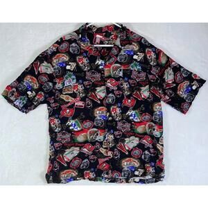 Vintage NFL Tampa Bay Buccaneers Mens Hawaiian Camp All Over Print Shirt XLarge